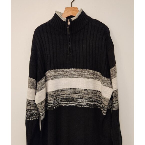 Vintage Southpole Sweater 1/4 Zip Rib Knit Ski Mens XL Black White Gray - Picture 3 of 12